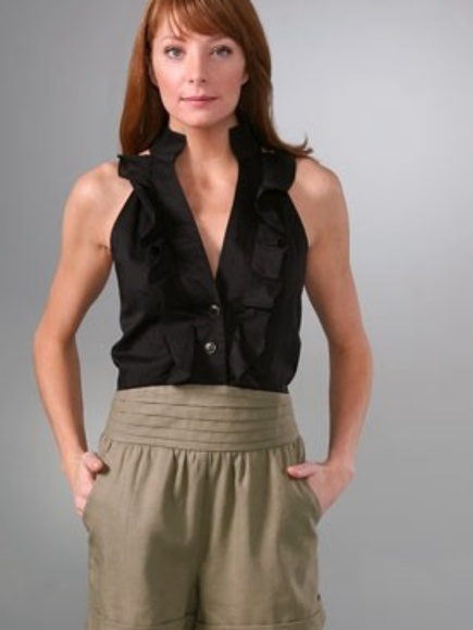 SUNNER Florent White Plaid/Brown Linen Romper - Picture 7 of 8